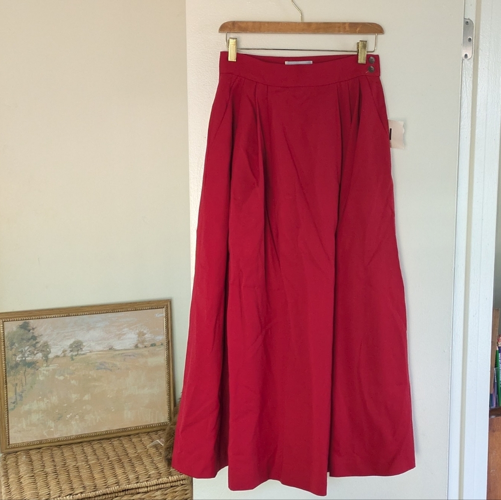 Sold On M! NWT Vintage 100% Wool Vintage Vibrant Red Barry Bricken Skirt